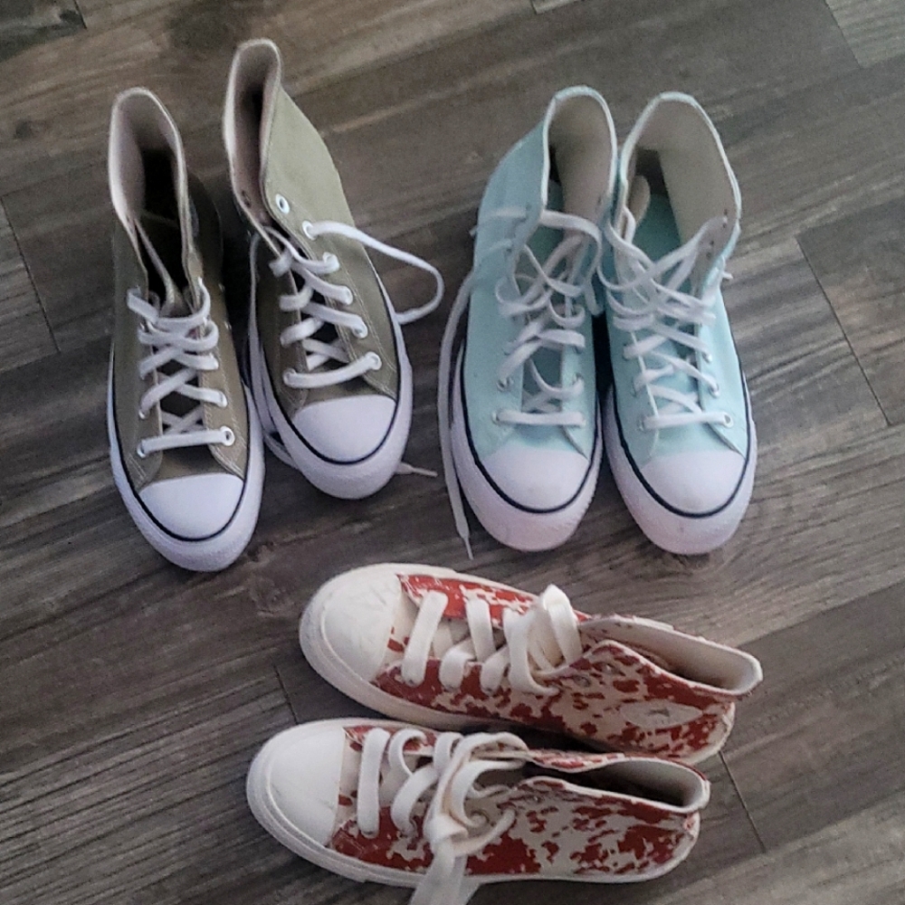 High-Top Sneakers in Army Green, Blue, and Animal Print